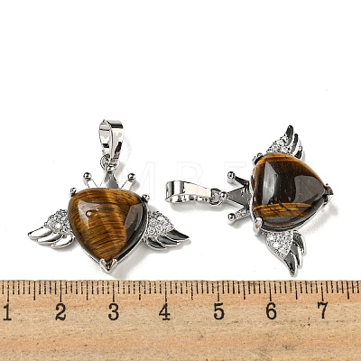 Natural Tiger Eye with Clear Cubic Zirconia Pendants G-G133-02P-24-1