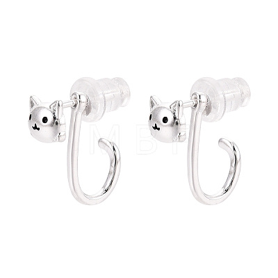 925 Sterling Silver Cat Shape Stud Earrings STER-N016-117S-1
