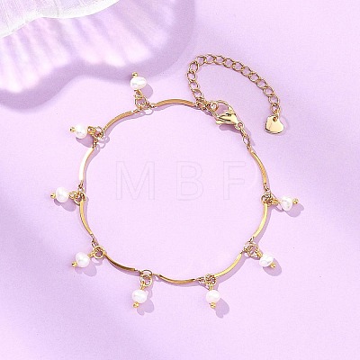 Natural Cultured Freshwater Pearl Charm Bracelets BJEW-JB13586-1