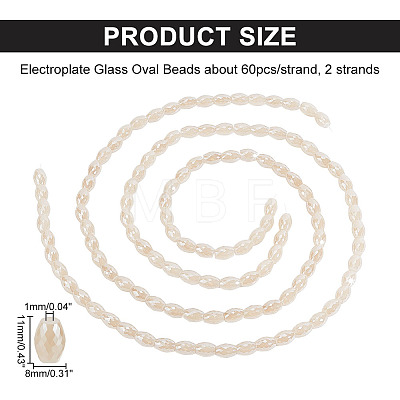 2 Strands Electroplate Glass Beads Strands EGLA-AR0001-19-1
