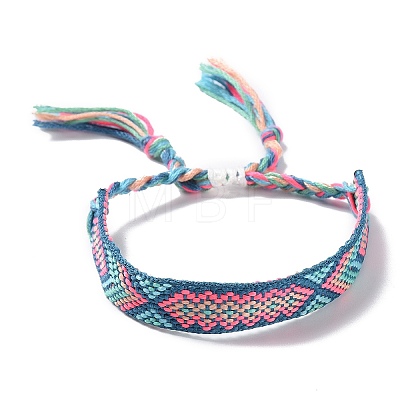 Polyester-cotton Braided Rhombus Pattern Cord Bracelet FIND-PW0013-001A-02-1