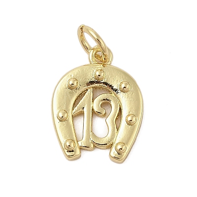 Horse Shoe Rack Plating Brass Pendants KK-Z074-34G-1