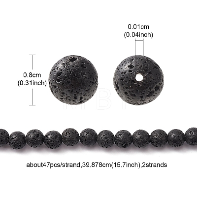Natural Lava Rock Round Beads Strands G-YW0002-08-1