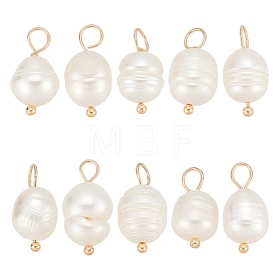10Pcs Natural Cultured Freshwater Pearl Pendants FIND-LP0001-54-1