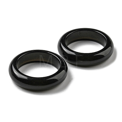 Natural Obsidian Plain Band Ring for Women RJEW-P044-01B-10-1