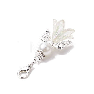 Wedding Season Angel Glass Pearl & Acrylic Pendant Decorations HJEW-JM01918-1