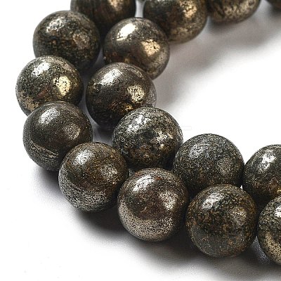 Natural Pyrite Beads Strands G-S265-03-8mm-1