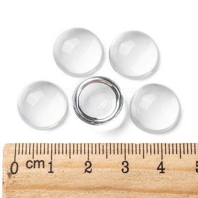 Transparent Half Round Glass Cabochons GGLA-R027-14mm-1