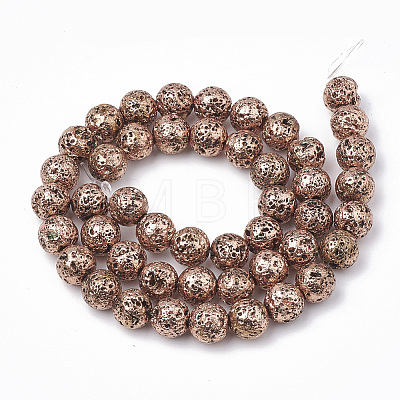 Electroplated Natural Lava Rock Beads Strands G-T098-01D-06-1