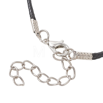 Alloy Tassel with Shell Pearl Pendant Black Waxed Cord Necklaces for Women NJEW-JN05929-1