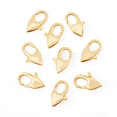 8Pcs Brass Heart Lobster Claw Clasps KK-TA0002-71-1