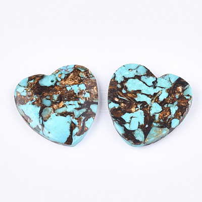 Assembled Natural Bronzite and Synthetic Turquoise Pendants G-S329-070-1