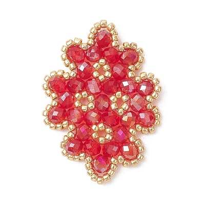 Woven Glass Beaded Connector Charms PALLOY-MZ01201-1