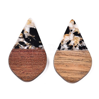 Transparent Resin and Walnut Wood Pendants RESI-T057-06A-1