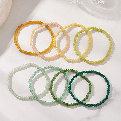 7Pcs Dyed Natural Malaysia Jade Rondelle Beads Stretch Bracelets for Women BJEW-JB13044-1