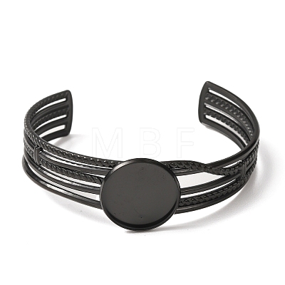 304 Stainless Steel Multi-strand Cuff Bracelet Blanks with Flat Round Bezel Settings SA-CBA4160-01C-EB-1