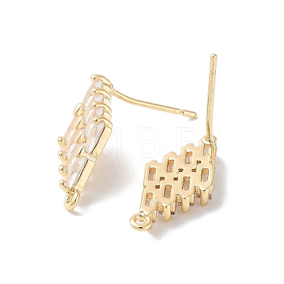 Brass Micro Pave Cubic Zirconia Stud Earring Findings KK-E107-24G-1