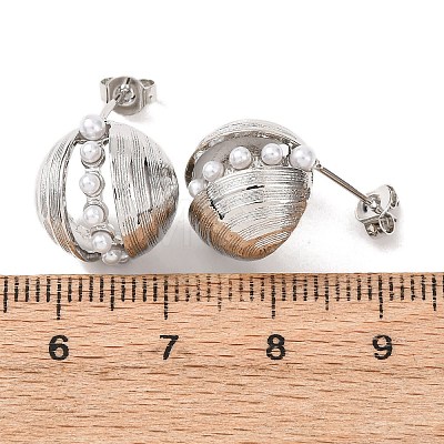 Round Brass Stud Earrings EJEW-D351-01P-1