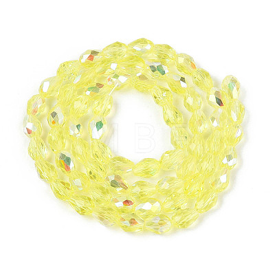 Transparent Electroplate Glass Beads Strands EGLA-N023-6x8mm-A02-1