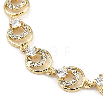 Brass Micro Pave Cubic Zirconia Link Bracelets for Women BJEW-U013-01G-05-1