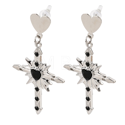 Alloy with Handmade Lampwork Stud Dangle Earrings LA-CBA71FC-01P-A-1