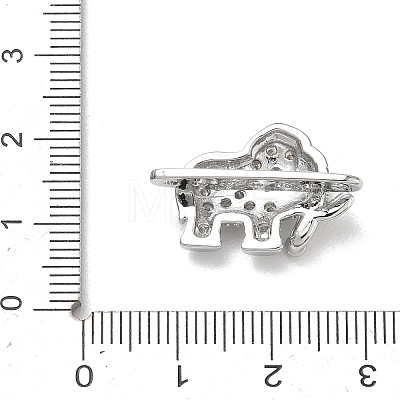Brass Micro Pave Clear Cubic Zirconia Elephant Spacer Bars KK-K428-09P-1