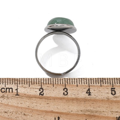 Half Round Natural Green Aventurine Finger Rings RJEW-M062-01P-21-1