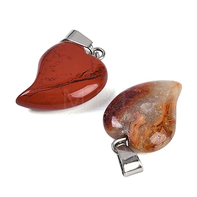 Natural Red Jasper Heart Pendants G-H073-03P-06-1