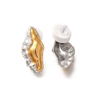 304 Stainless Steel Two Tone Stud Earrings EJEW-G422-04GP-01-1