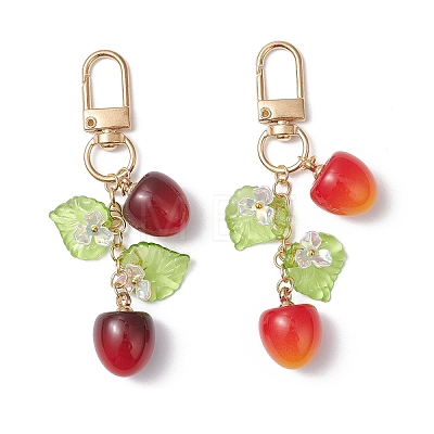 2Pcs Plastic Cherry Pendant Decorations HJEW-JM04399-1