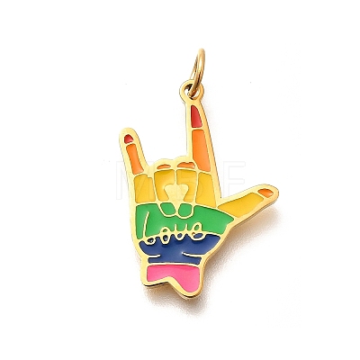 Pride 304 Stainless Steel Enamel Pendants LS-STAS-B079-01G-15-1