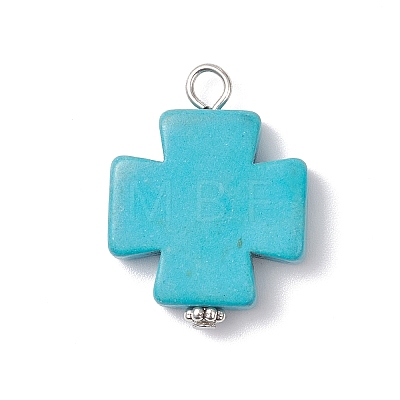 Dyed Synthetic Turquoise Pendants PALLOY-JF04586-1