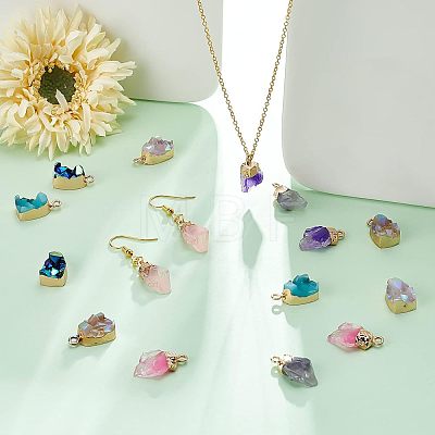 16Pcs 8 Color Druzy Resin Pendants RESI-FH0001-36-1