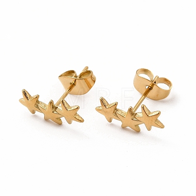 304 Stainless Steel Star Stud Earrings for Women EJEW-C004-01G-1