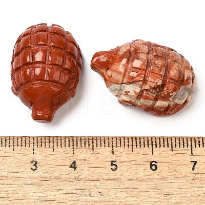 Natural Red Jasper Carved Hedgehog Statues Ornament DJEW-C019-03A-1