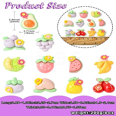 55Pcs 11 Styles Opaque Resin Decoden Flower & Fruit Cabochons RESI-CJ0004-10-1