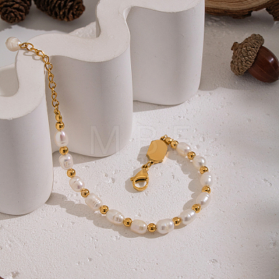 Natural Freshwater Pearl & Stainless Steel Beaded Bracelets for Women XK1851-1