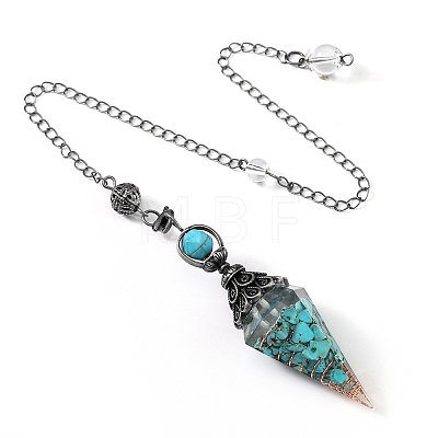 Synthetic Turquoise & Resin Hexagonal Pointed Dowsing Pendulums PW-WG7D05E-15-1