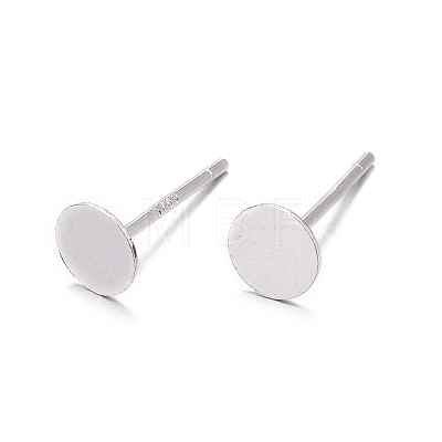 925 Sterling Silver Flat Pad  Stud Earring Findings STER-K167-045D-S-1