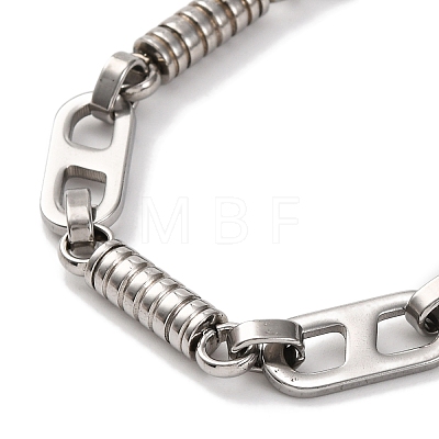 201 Stainless Steel Column & Oval Links Necklace NJEW-F222-34P-1