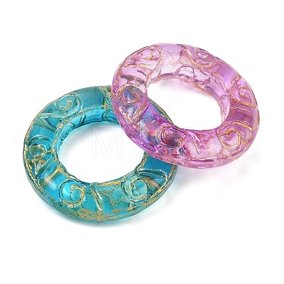 Baking Paint and Golden Metal Enlaced Glass Beads DGLA-T004-13M-1