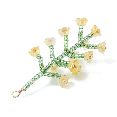 Glass Seed Beaded Flower Big Pendants PALLOY-MZ01184-02-1