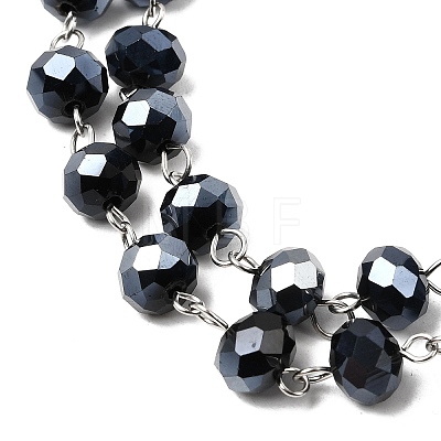 Handmade Rondelle Glass Beads Chains for Necklaces Bracelets Making AJEW-JB00120-07-1