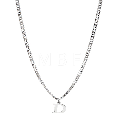 1Pc 304 Stainless Steel Letter Pendant Necklaces NJEW-LP0001-33D-P-1