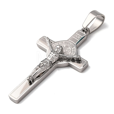 304 Stainless Steel Religion Jesus Cross Pendants X-STAS-F323-12P-1