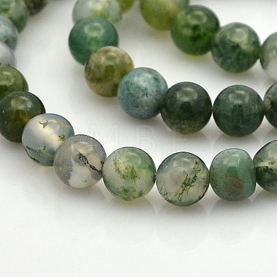 Natural Moss Agate Round Bead Strands G-N0120-30-8mm-1