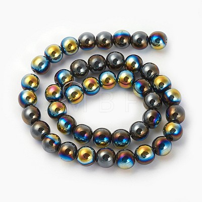 Electroplated Non-magnetic Synthetic Hematite Beads Strands G-P408-A-10mm-1