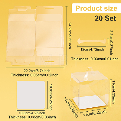 Foldable Transparent Plastic Single Cake Gift Packing Box CON-WH0084-42B-1