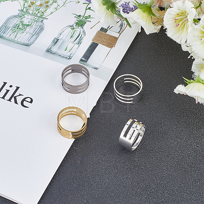 6Pcs 3 Styles Brass Rings FIND-SC0010-81-1