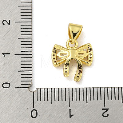 Bowknot Rack Plating Brass Clear Cubic Zirconia Pendants KK-Z053-14G-06-1